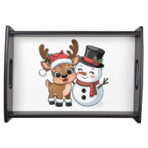 Süße Weihnachts-Rentiere & Schneemann.