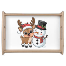 Süße Weihnachts-Rentiere & Schneemann.