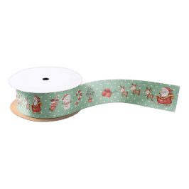 Süße Weihnachts-Santa-Schneemann-Rentier-Minz-Polk Satinband