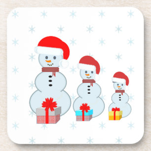 Süße Weihnachts-Schneemänner und Schneeflocken Getränkeuntersetzer