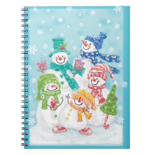 Süße Weihnachts-Schneemannfamilie im Schnee Notizblock
