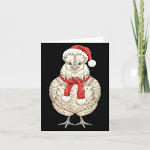 Süße Weihnachts-Silkie-Huhn-Santa-Bauernhof-Tier Karte