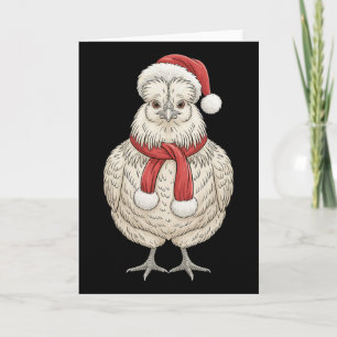 Süße Weihnachts-Silkie-Huhn-Santa-Bauernhof-Tier Karte