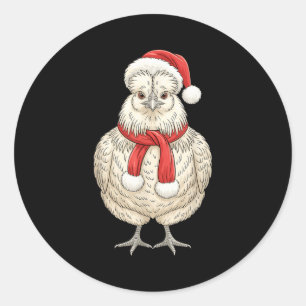 Süße Weihnachts-Silkie-Huhn-Santa-Bauernhof-Tier Runder Aufkleber