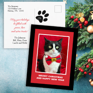 Süße Weihnachts-Smokingkatze-Postkarte Feiertagspostkarte