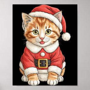 Süße Weihnachts-Tabby-Katze Santa Poster