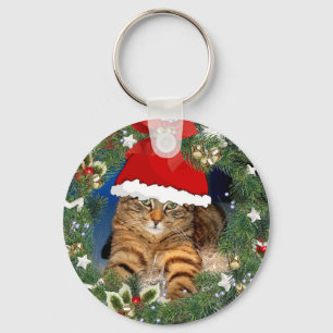 Süße Weihnachts-Tabby-Katzen-Schlüsselanhänger Schlüsselanhänger