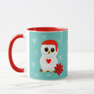 Süße Weihnachts Weiße Eule & Schneeflocken Tasse