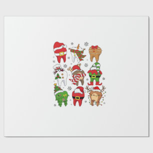 Süße Weihnachts-Zahnfiguren, lustige Feiertage Geschenkpapier