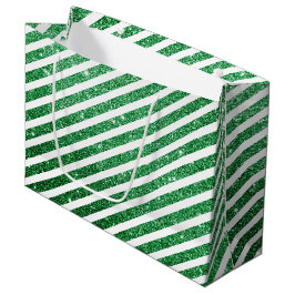 Süße Weihnachts-Zuckerrohr-Glitter grün gestreift Große Geschenktüte