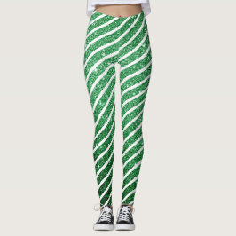 Süße Weihnachts-Zuckerrohr-Glitter grün gestreift Leggings