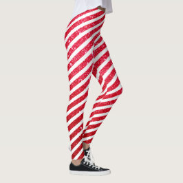 Süße Weihnachts-Zuckerstangen-Glitter-Gestreifte M Leggings