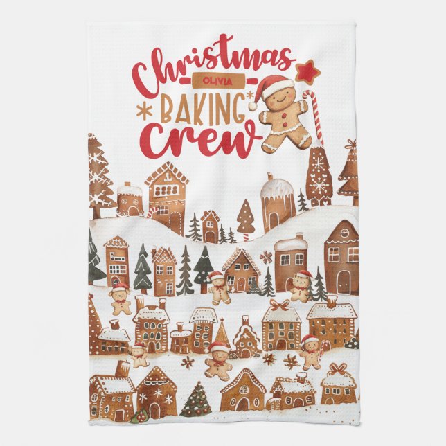 Süße Weihnachtsbäckerei-Gingerbread-Mann-Häuser  Geschirrtuch (Vertikal)