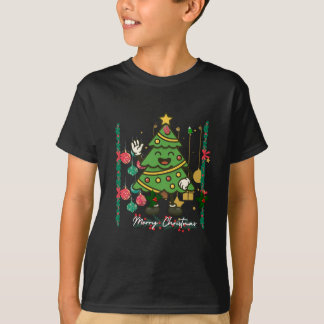 Süße Weihnachtsbaum-Cartoon-Design-T-Shirts T-Shirt