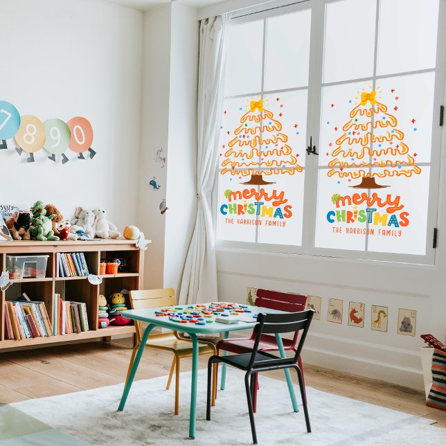 Süße Weihnachtsbaumdekoration Fensteraufkleber (Sweet Merry Christmas Tree Holiday Decoration Window Cling)