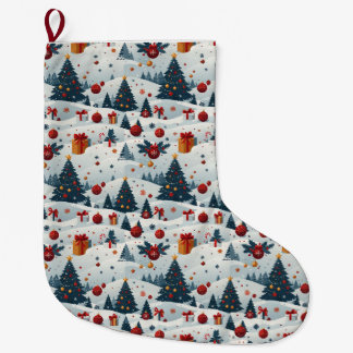 Süße Weihnachtsbäume Muster Geschenkpapier Großer Weihnachtsstrumpf