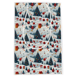 Süße Weihnachtsbäume Muster Geschenkpapier Mittlere Geschenktüte