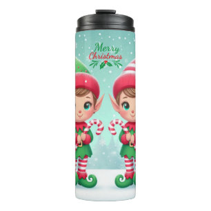Süße Weihnachtselfen Thermosbecher