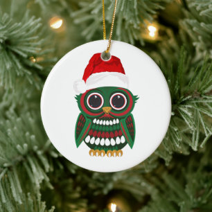 Süße Weihnachtseule Karo Gemütlich Festlich Feiert Keramik Ornament