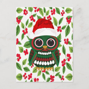Süße Weihnachtseule Mistelzweig Weiße Feiertagsfre Postkarte