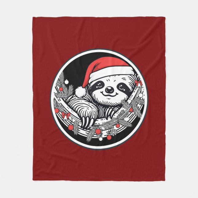 Süße Weihnachtsfaultierdecke Fleecedecke (Vorderseite)