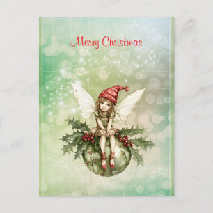 Süße Weihnachtsfee auf einem Weihnachtsanhänger Postkarte
