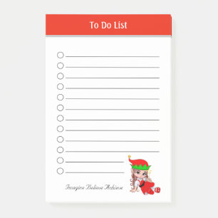 Süße Weihnachtsfee-Elf-To-Do-Liste-Klebezettel Post-it Klebezettel