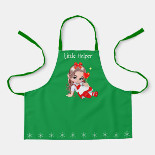 Süße Weihnachtsfee & Schneeflocken auf Grün Schürze