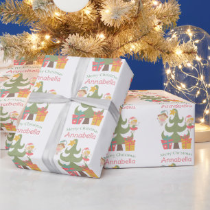 Süße Weihnachtsfeen mit individuellem Namen Geschenkpapier