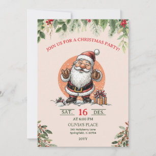 Süße Weihnachtsfeier-Einladung mit Santa Claus Einladung