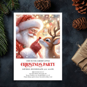 Süße Weihnachtsfeier-Einladung mit Santa und Rudol Einladung