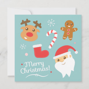Süße Weihnachtsfeier mit Rentieren, Weihnachtsmann Einladung