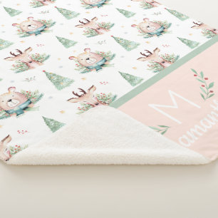 Süße Weihnachtsfeiertagsbäume Bär & Hirsch Monogra Sherpadecke
