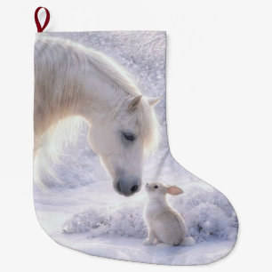 Süße Weihnachtsferien Pferd und Hase Großer Weihnachtsstrumpf