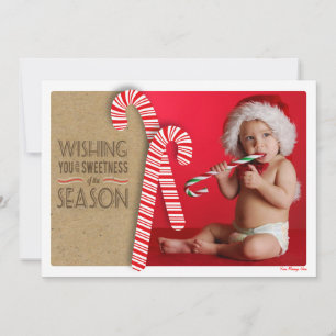 Süße Weihnachtsfotokarte mit niedlichen Candy Cane Feiertagskarte