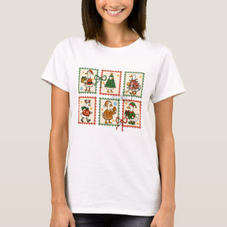 Süße Weihnachtsgans-Briefmarkenblatt Festlich T-Shirt