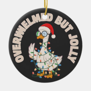 Süße Weihnachtsgans mit Weihnachtsmannmütze Keramik Ornament