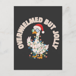 Süße Weihnachtsgans mit Weihnachtsmannmütze Postkarte