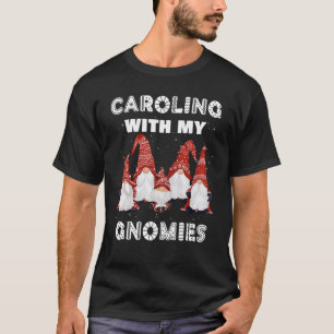 Süße Weihnachtsgarten-Gnome lustig Caroling mit M T-Shirt