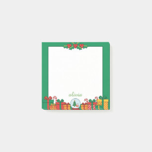 Süße Weihnachtsgeschenke & Stechpalme Post-it Klebezettel