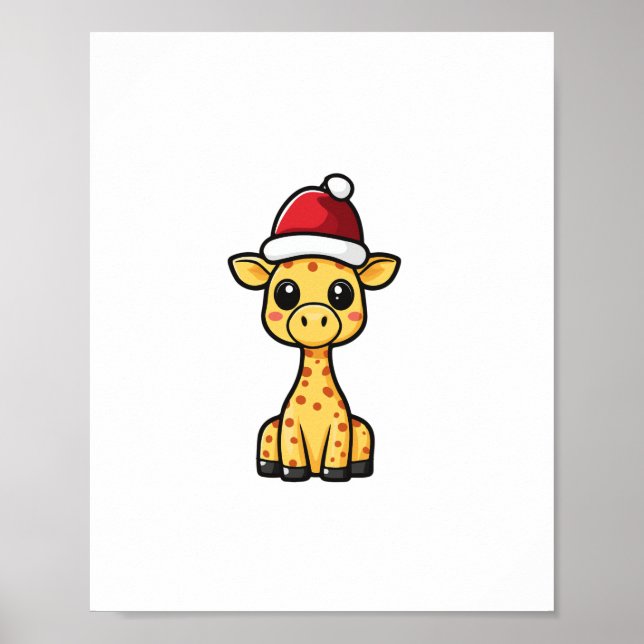 Süße Weihnachtsgiraffe Comic   Poster (Vorne)