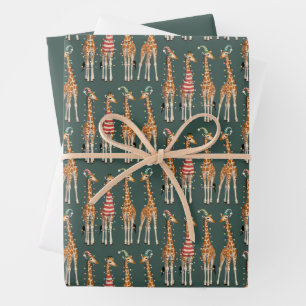 Süße Weihnachtsgiraffe Lustiger Feiertags-Tierlieb Geschenkpapier Set