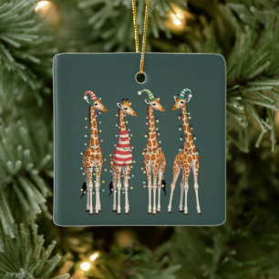 Süße Weihnachtsgiraffe Lustiges Tierliebhaber-Fest Keramikornament