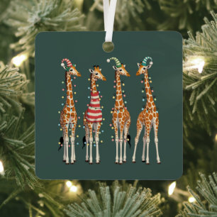 Süße Weihnachtsgiraffe Lustiges Tierliebhaber-Fest Ornament Aus Metall