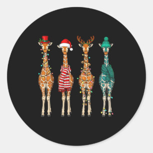 Süße Weihnachtsgiraffe Lustiges Tierliebhaber-Gesc Runder Aufkleber