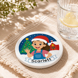 Süße Weihnachtsgirl-Personalisierung für die Feier Getränkeuntersetzer