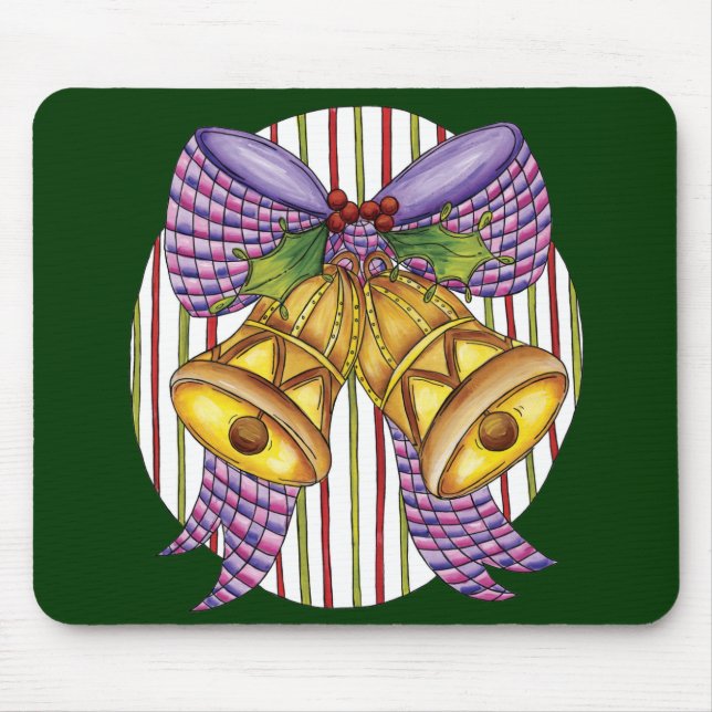 Süße Weihnachtsglöckchen mit Band und Schleife Mousepad (Vorne)