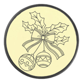 Süße Weihnachtsglocken-Linienkunst Eishockey Puck