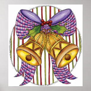 Süße Weihnachtsglocken mit Band und Schleife Poster