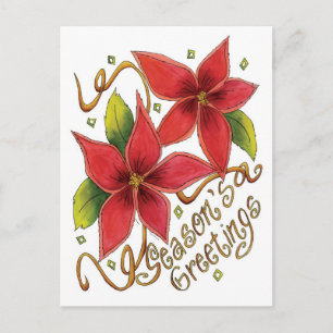 Süße Weihnachtsgrüße mit Poinsettien Feiertagspostkarte